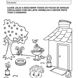 Atividade de alfabetização sobre dengue para imprimir e colorir