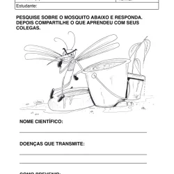 Atividade de alfabetização sobre dengue para imprimir e colorir