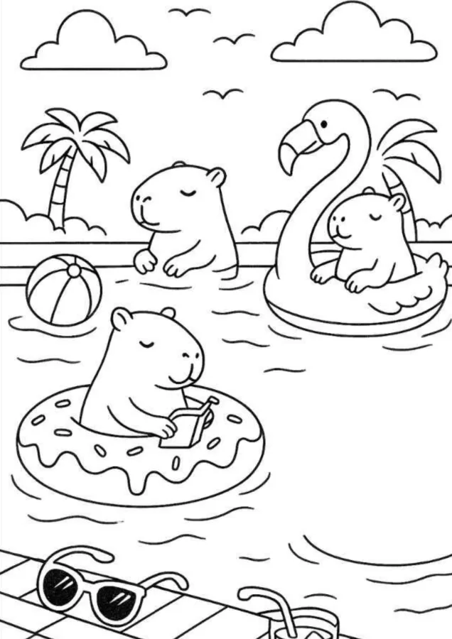 Capivara para imprimir e colorir