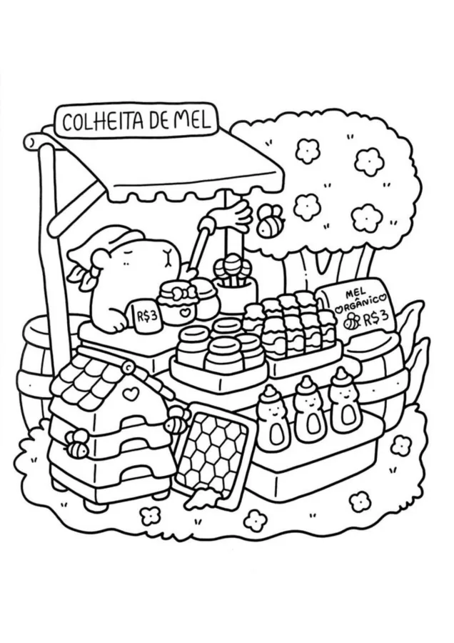 Capivara para imprimir e colorir