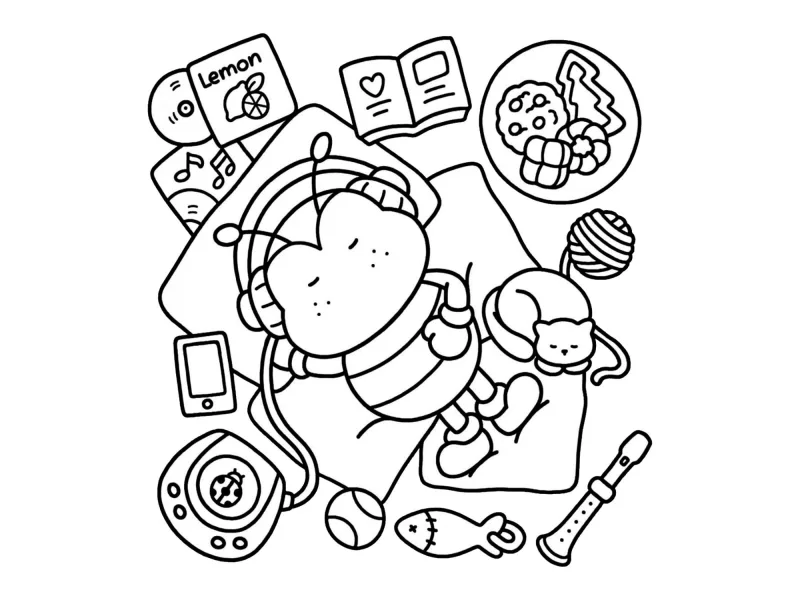 Desenho de Cute & Comfy para imprimir e colorir