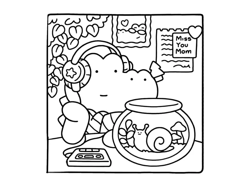 Desenho de Cute & Comfy para imprimir e colorir