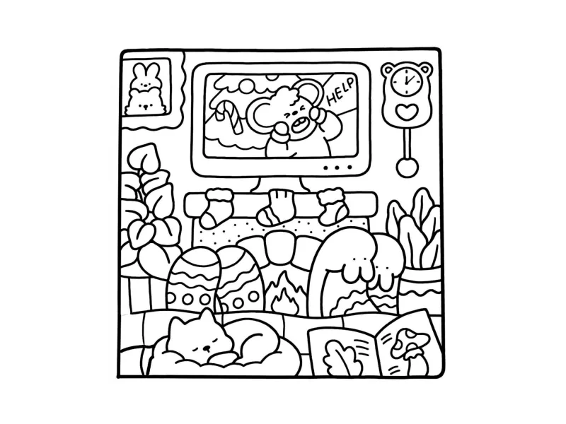Desenho de Cute & Comfy para imprimir e colorir