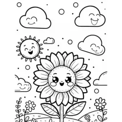 Girassol para imprimir e colorir