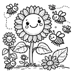Girassol para imprimir e colorir