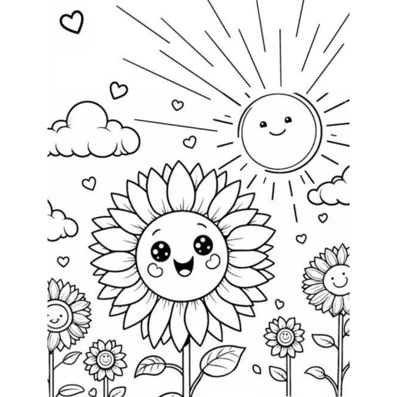 Girassol para imprimir e colorir