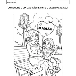 Atividade de alfabetização de Dia das Mães para imprimir e colorir