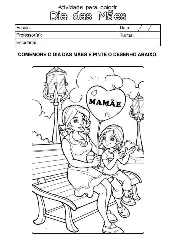 Atividade de alfabetização de Dia das Mães