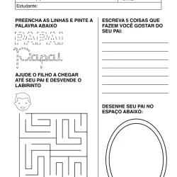 Atividade de alfabetização de Dia dos Pais para imprimir e colorir