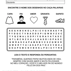 Atividade de alfabetização de Dia dos Pais para imprimir e colorir