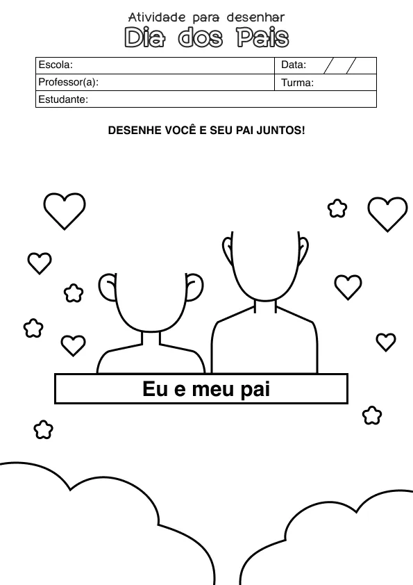 Atividade de alfabetização de Dia dos Pais