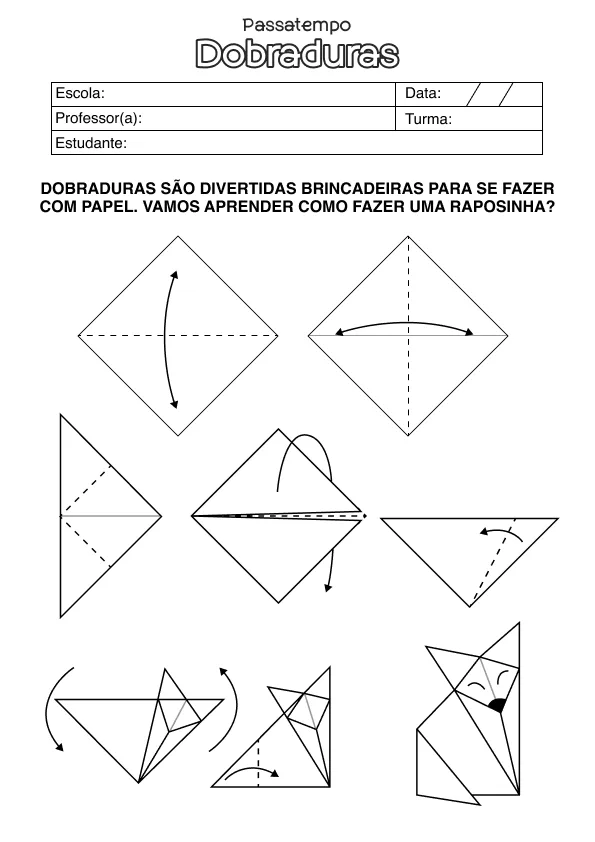Atividade de alfabetização de dobradura