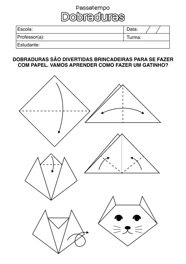 Atividade de alfabetização de dobradura