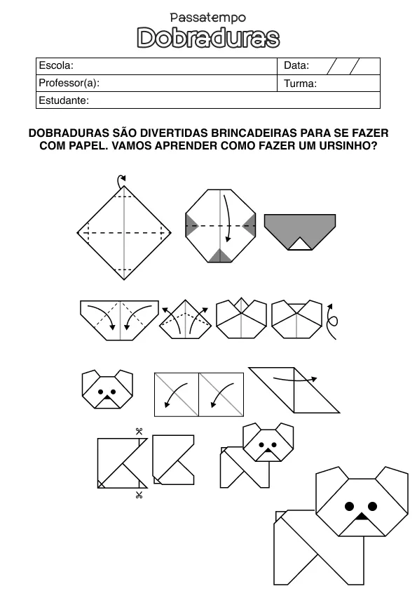 Atividade de alfabetização de dobradura