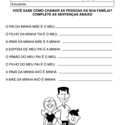 Atividade de alfabetização sobre Família para imprimir e colorir