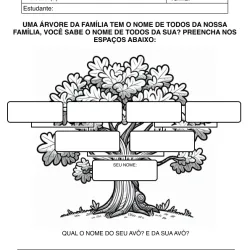 Atividade de alfabetização sobre família para imprimir e colorir
