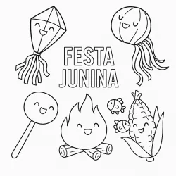 Festa junina para imprimir e colorir