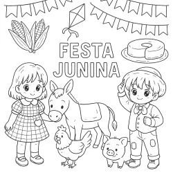 Festa Junina para imprimir e colorir