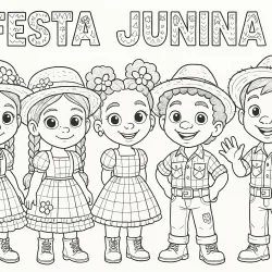 Festa junina para imprimir e colorir