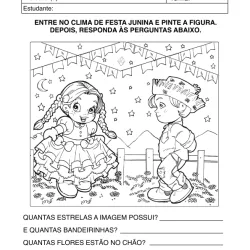 Atividade de alfabetização sobre Festa Junina para imprimir e colorir
