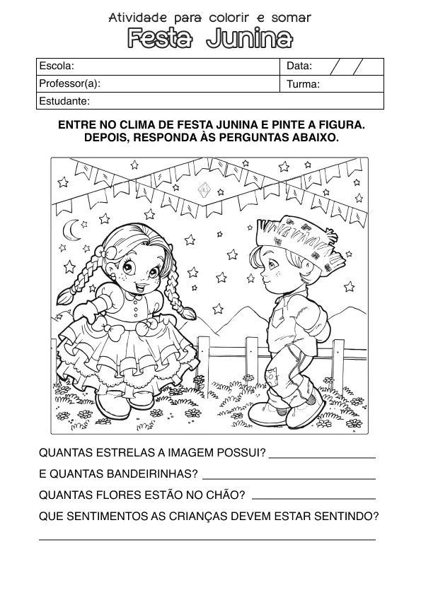 Atividade de alfabetização sobre Festa Junina