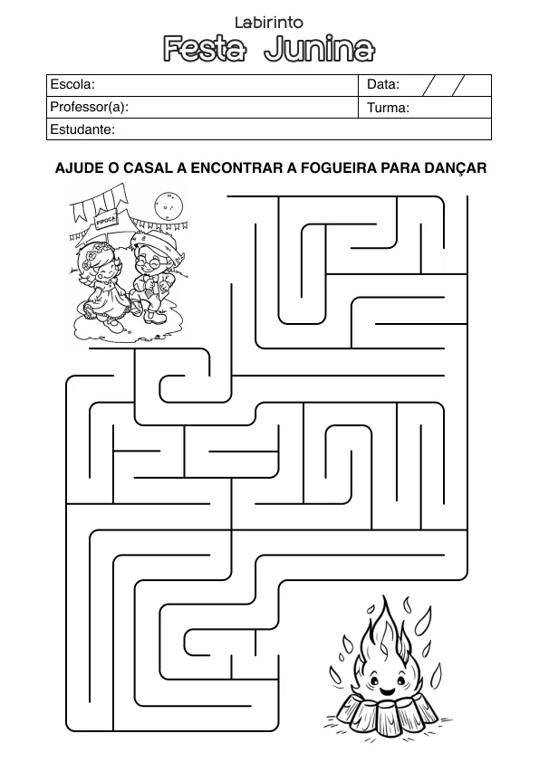 Atividade de alfabetização sobre Festa Junina