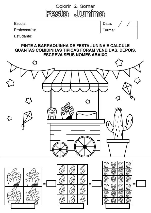 Atividade de alfabetização sobre Festa Junina