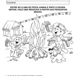 Atividade de alfabetização sobre Festa Junina para imprimir e colorir