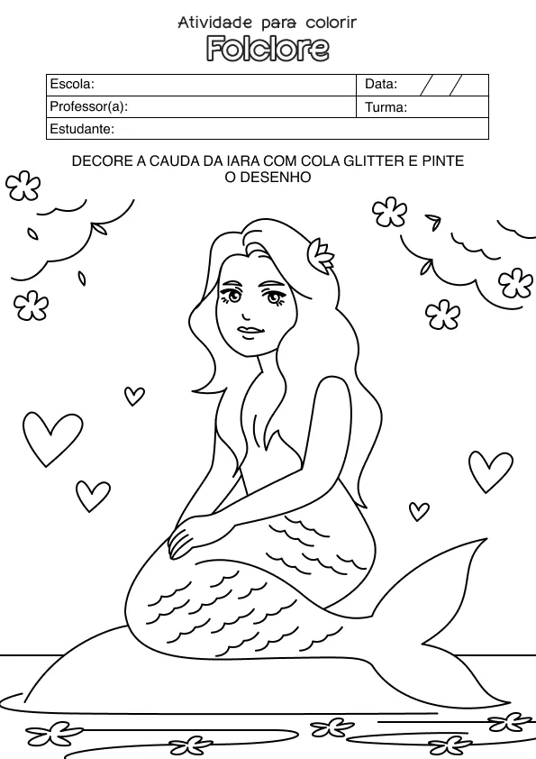 Atividade de alfabetização sobre folclore