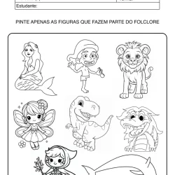 Atividade de alfabetização sobre folclore para imprimir e colorir