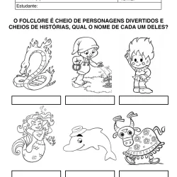 Atividade de alfabetização sobre Folclore para imprimir e colorir