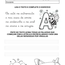 Atividade de alfabetização sobre letras cursivas para imprimir e colorir