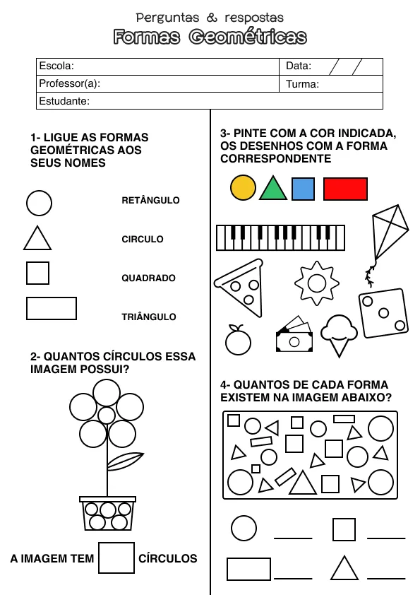 Atividade de matemática de formas geométricas