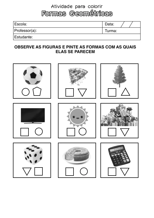 Atividade de matemática de formas geométricas