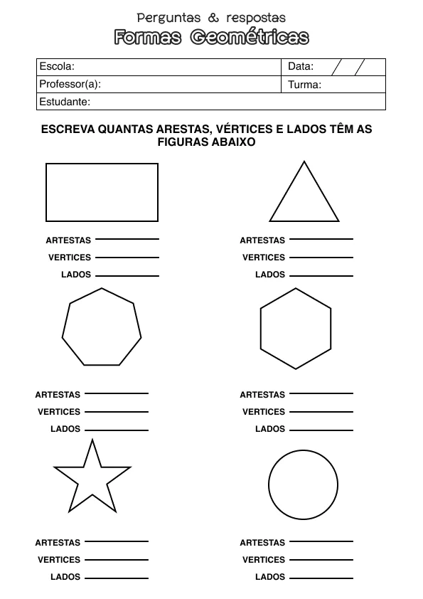 Atividade de matemática de formas geométricas