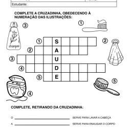 Atividade de alfabetização sobre higiene para imprimir e colorir
