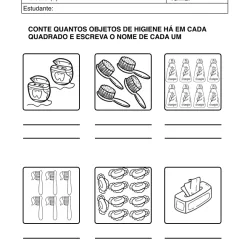 Atividade de matemática sobre higiene para imprimir e colorir