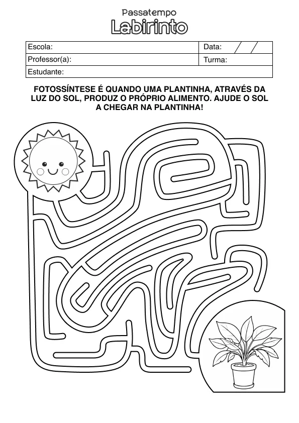 Atividade de alfabetização de labirinto