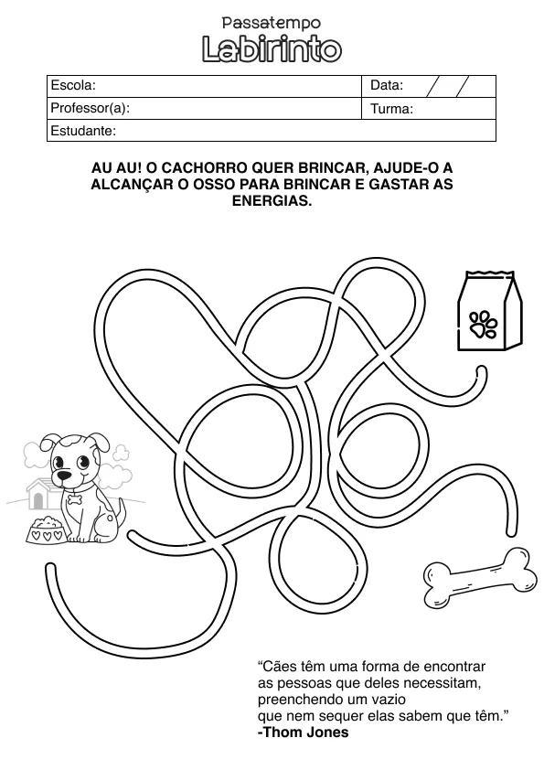Atividade de alfabetização de labirinto