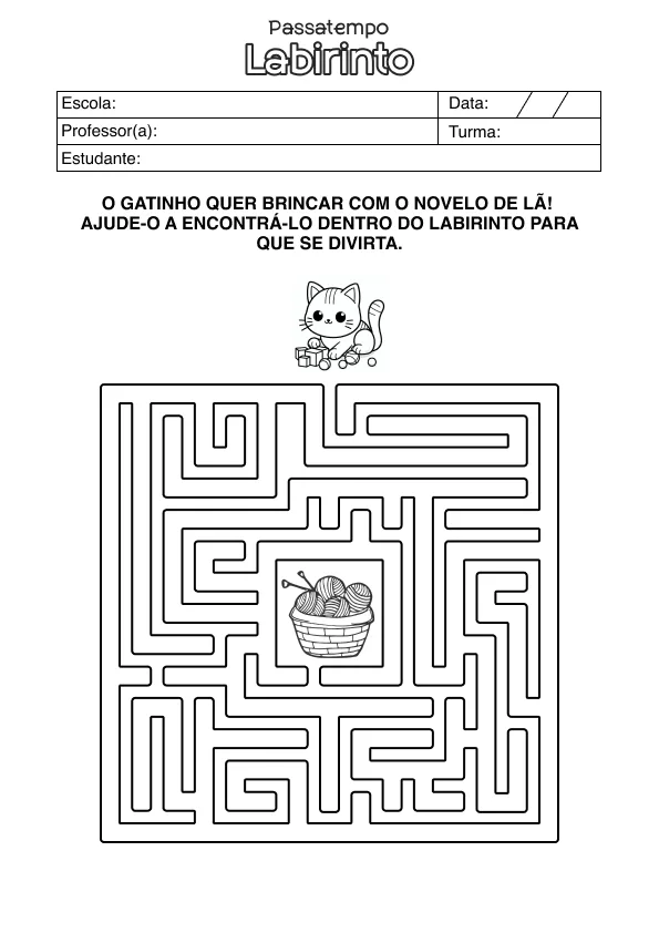 Atividade de alfabetização de labirinto
