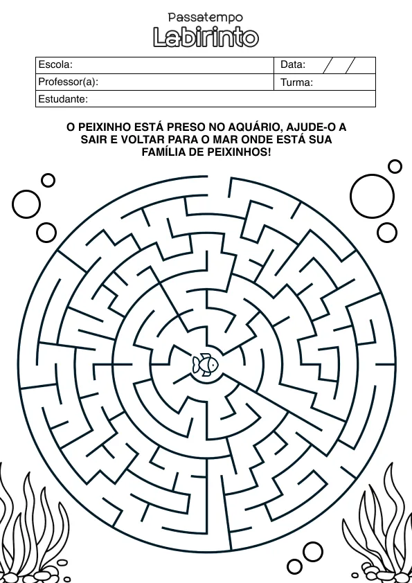Atividade de alfabetização de labirinto