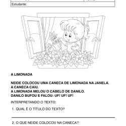 Atividade de alfabetização sobre leitura e interpretação de texto para imprimir e colorir