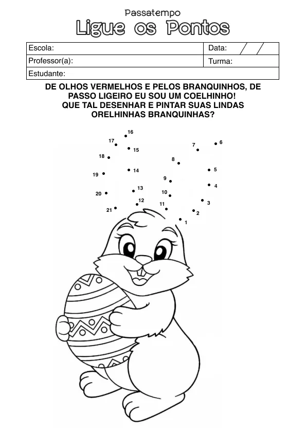 Atividade de alfabetização de ligar pontos