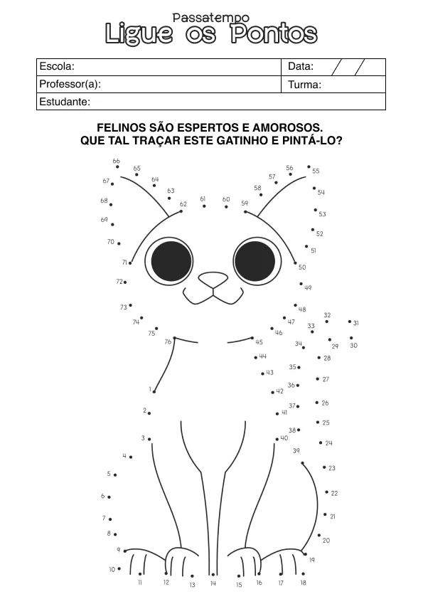 Atividade de alfabetização de ligar pontos