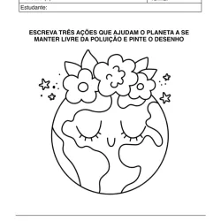 Atividade de alfabetização sobre meio ambiente para imprimir e colorir