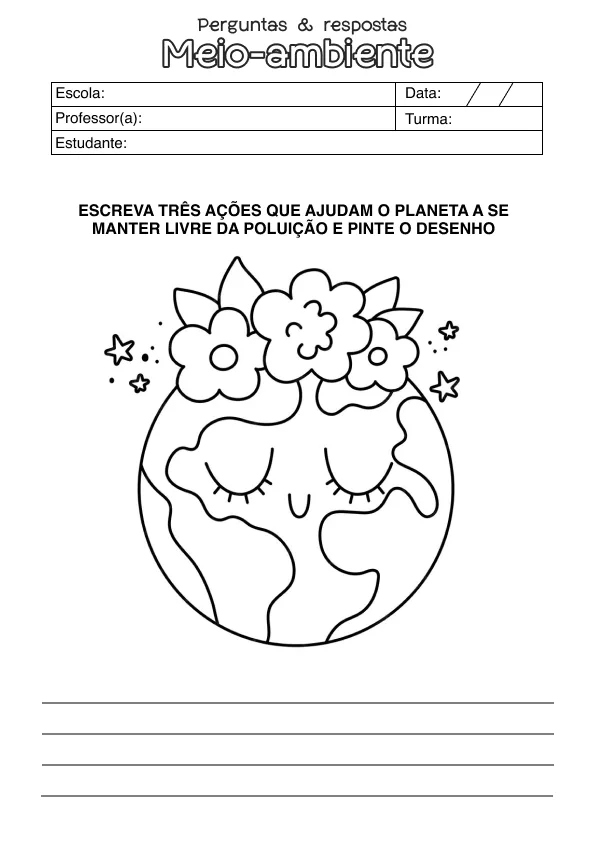 Atividade de alfabetização sobre meio ambiente
