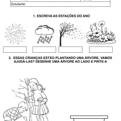 Atividade de alfabetização sobre meio ambiente para imprimir e colorir