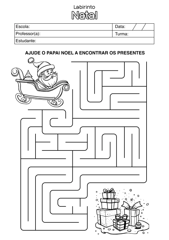 Atividade de alfabetização de Natal