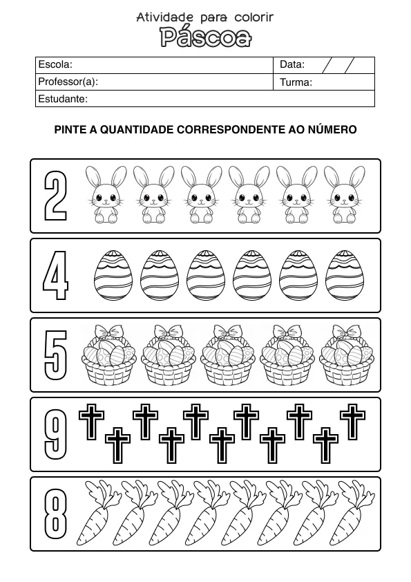Atividade de matemática de Páscoa