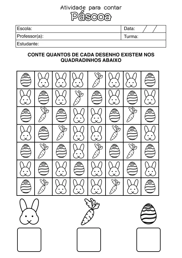 Atividade de matemática de Páscoa